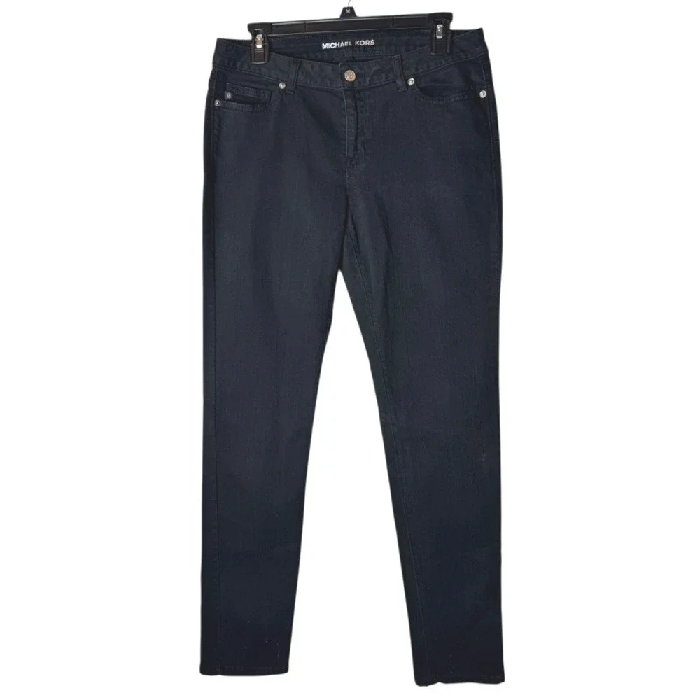 Michael Kors Jeans Women 8 Black Denim‎ Cotton Blend Skinny Mid Rise Streetwear